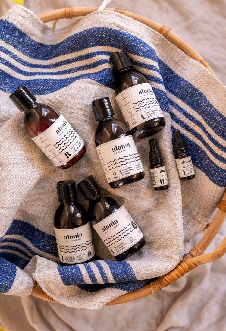 Luonnolliset hoitoaineet ilman mikromuoveja | Alonia Eco Hair